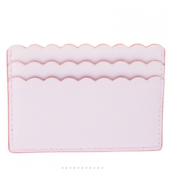 Kate Spade Coral and Pink Morris Lane Leather Card Holder with Scalloped Edge - Picture 5 of 8